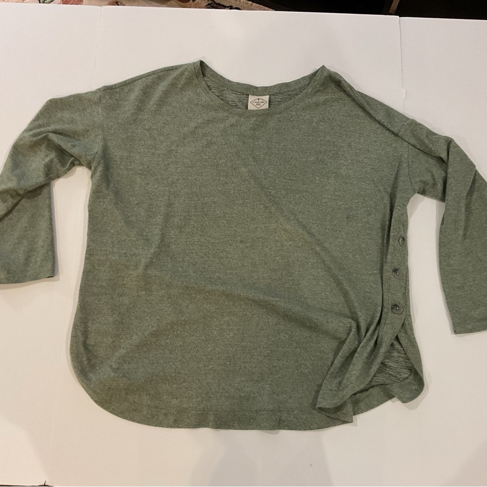 St. John’s Bay Heather Olive Button‑Side Tunic | EUC | 1X